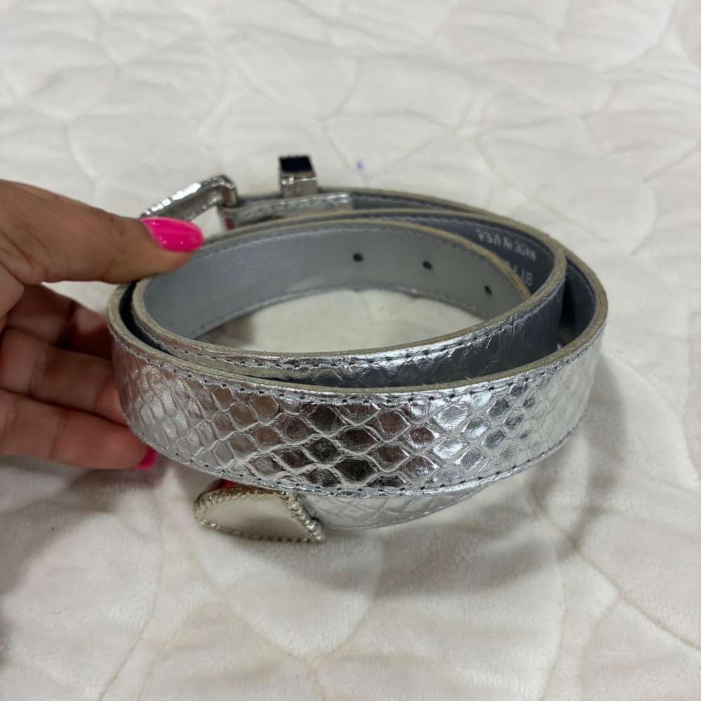 VTG Accessories‎ by Pearl Silver Snakeskin Genuine Leather Casual Belt Large - Picture 3 of 8